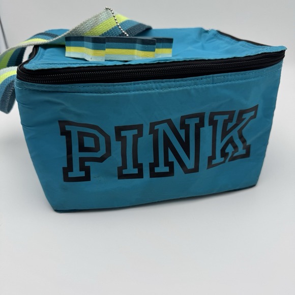 Victoria's Secret PINK Y2K Blue Lunch Bag Cooler Tote Dog Charm Retro Logo - Picture 2 of 8